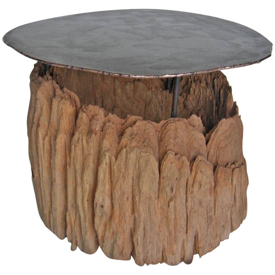 Bronze, Iron and Wood Side Table