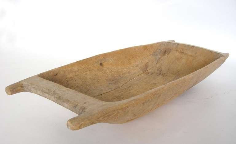 18th c. wooden dough trough/bowl with four handles. Beautiful wood.