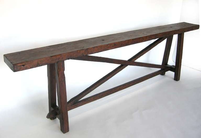 Rustic Custom Wood Console by Dos Gallos Studio For Sale