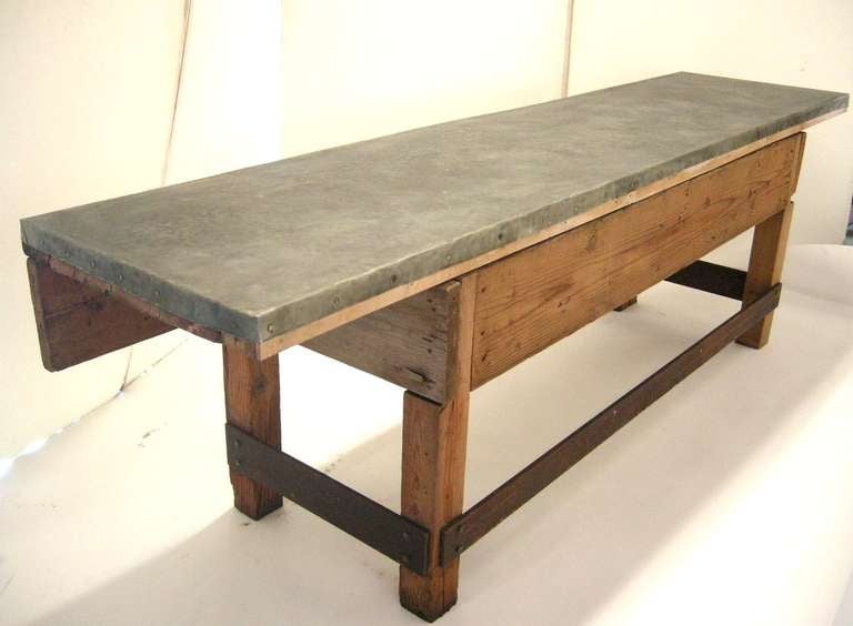 Primitive Zinc Top Work Table