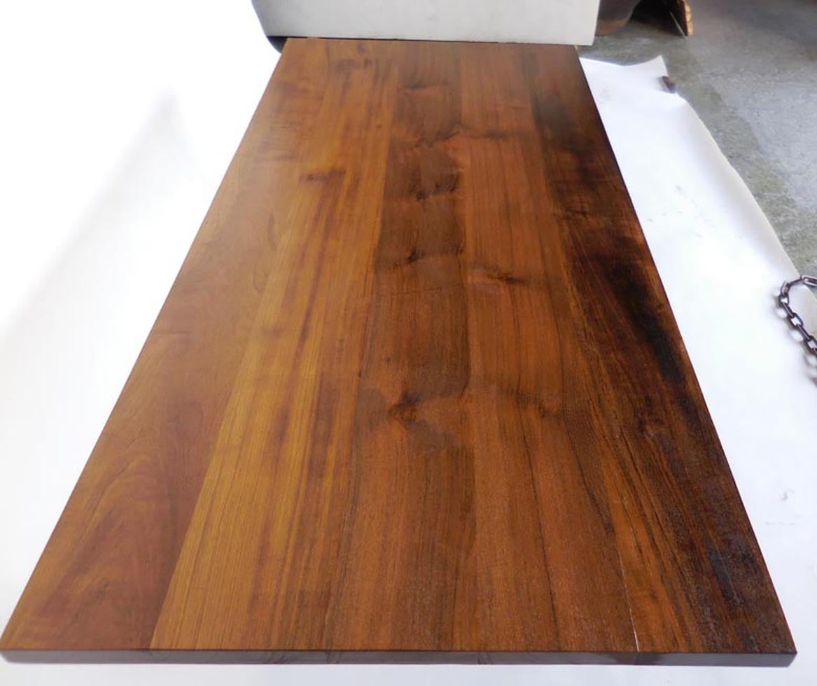 Dos Gallos Custom Teak and Iron Coffee Table For Sale at 1stDibs
