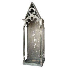 19th Century Antique Gothic Style Painted Saint Display Case 12