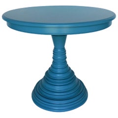 Dos Gallos Custom Walnut Wood Round Beehive Base Pedestal Table
