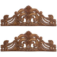 Pair of Hand-Carved Pediments