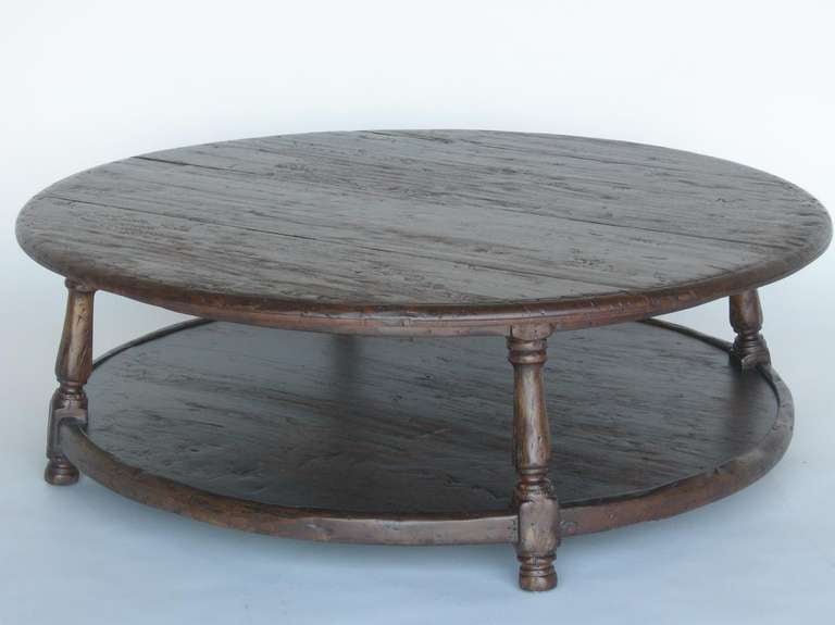 Custom round coffee table with shelf in walnut. Can be made in any size and finish in a variety of wood types. As shown in dark walnut with a distressed finish. Made in Los Angeles by Dos Gallos Studio.
CUSTOM PRICES ARE SUBJECT TO CHANGE DUE TO