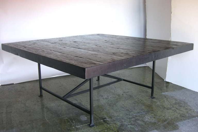 Custom table with hand-forged iron base. As shown in Douglas fir with a built up 3.5