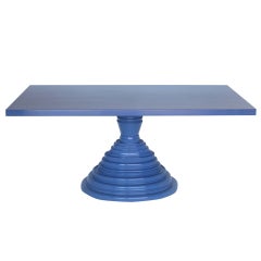 Custom Periwinkle Pedestal Table by Dos Gallos Studio