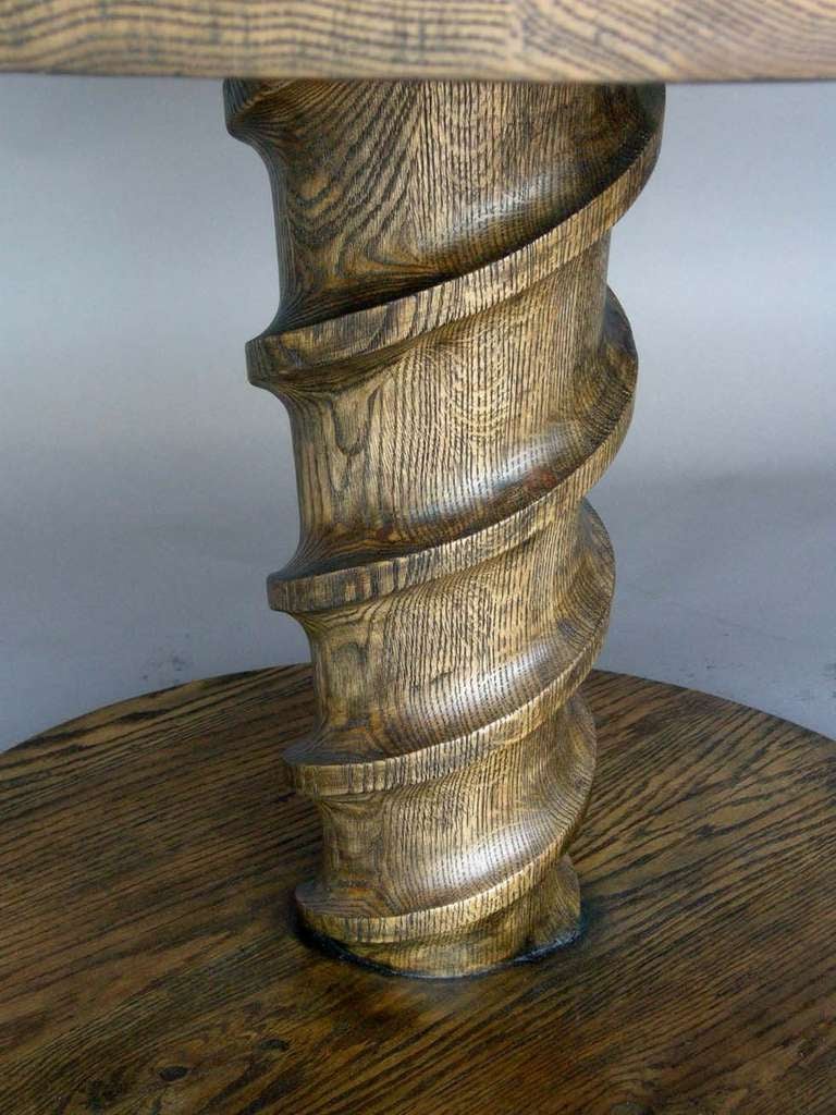 Custom Round Corkscrew Pedestal Table by Dos Gallos Studio In Excellent Condition For Sale In Los Angeles, CA