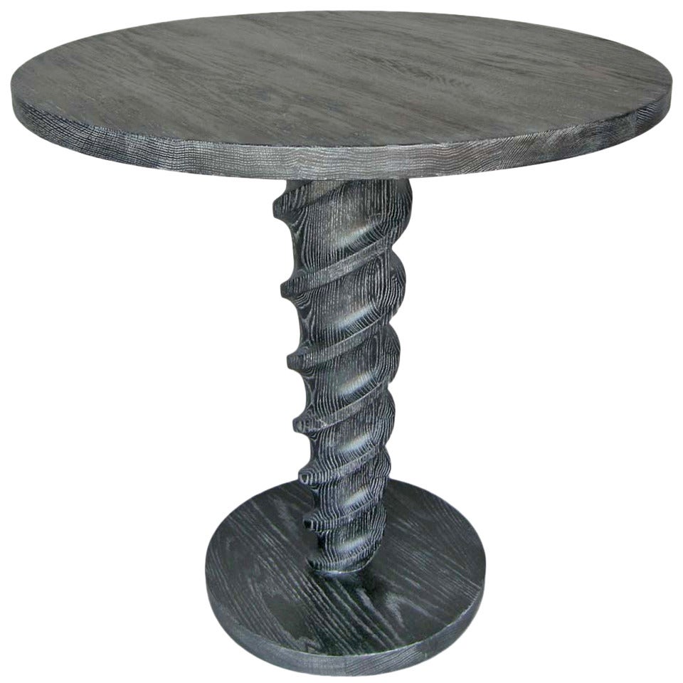 Ultimate Screw, Custom Oak Wood Round Screw Pedestal Table by Dos Gallos Studio