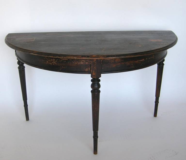 Antique Swedish Demilune Table In Good Condition In Los Angeles, CA