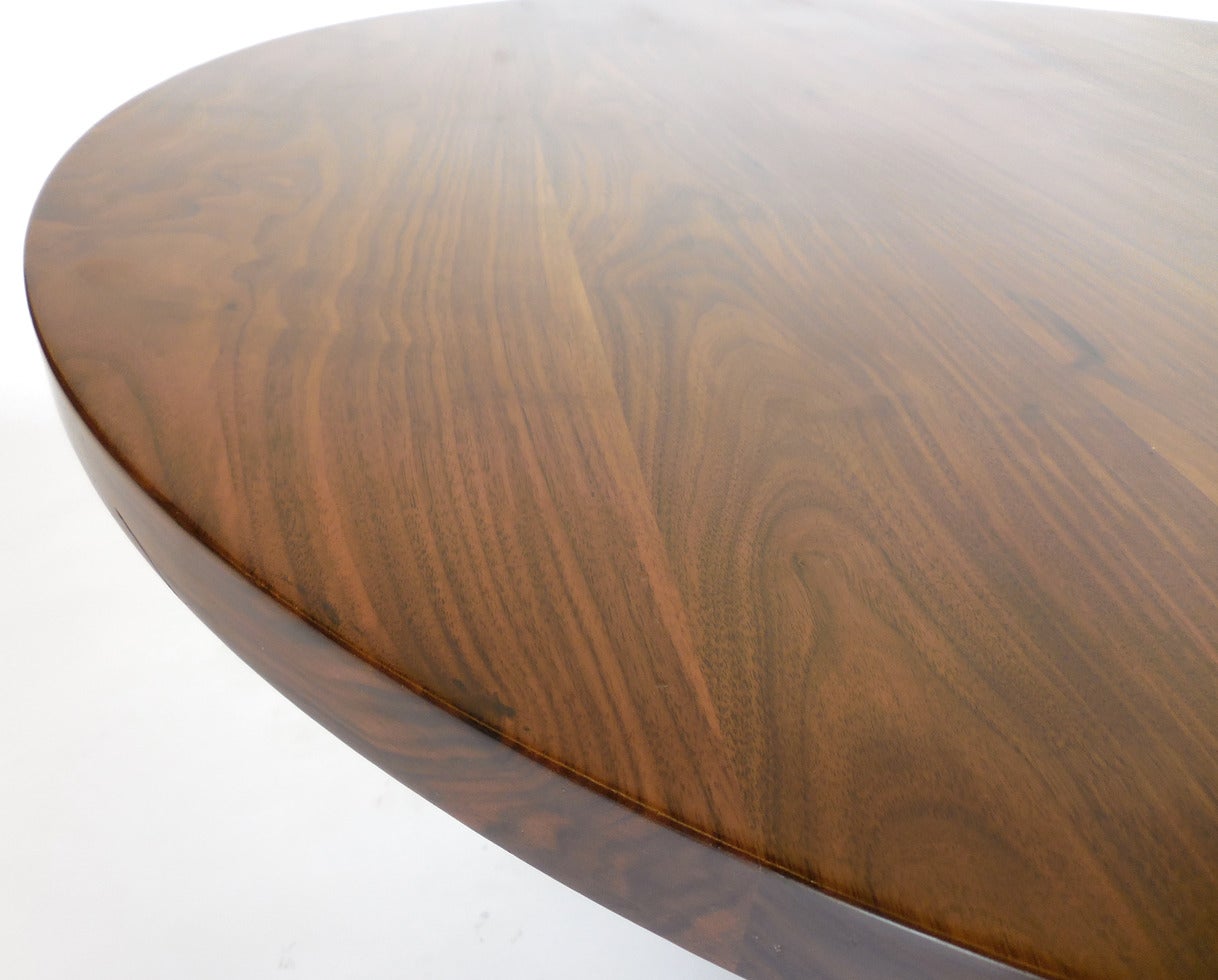 American Dos Gallos Custom Walnut Wood Side Table with Custom Hand-Forged Vine Base