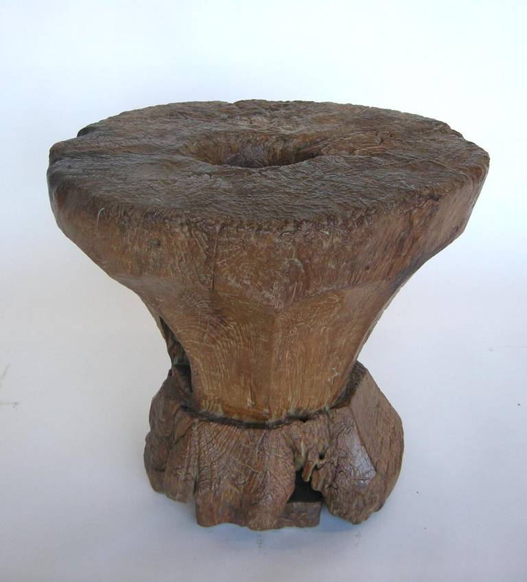 Early 19th century teak wood remnant. Could have been a wheel or some kind of farm equipment. Can be used as a side table. Madura Island, Java.