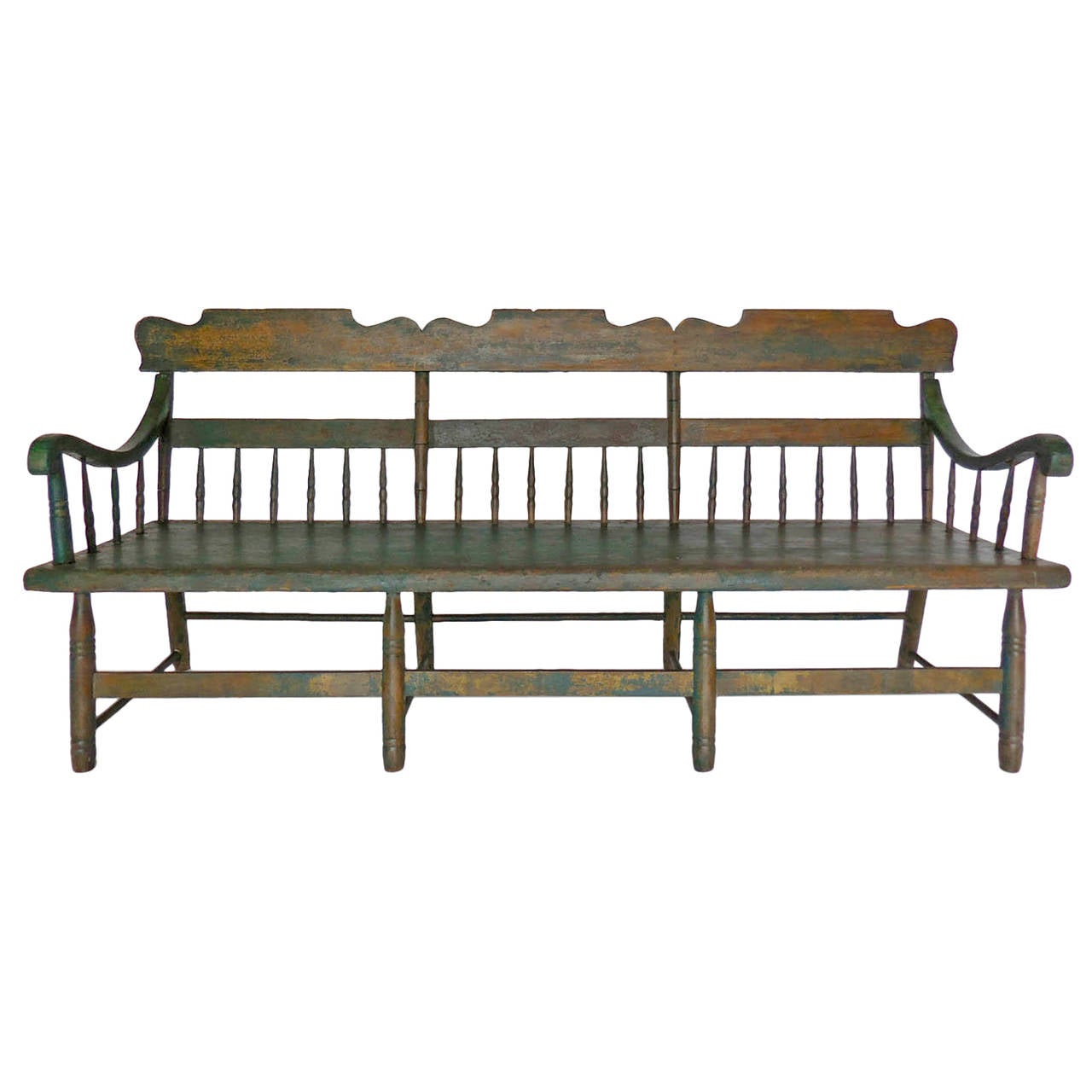 19th Century American Painted Deacon's Bench For Sale at 1stdibs