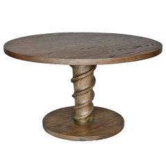 Custom Round Corkscrew Pedestal Table by Dos Gallos Studio