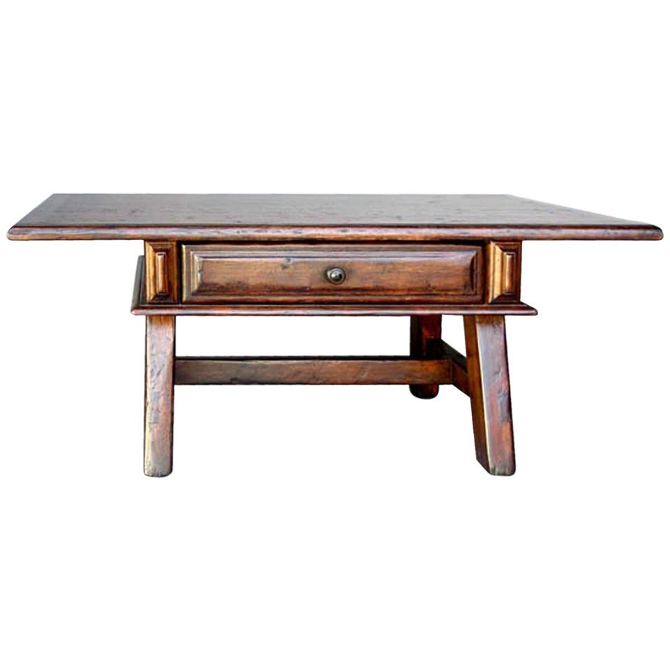 Walnut Coffee Table with Drawer by Dos Gallos Studio For Sale