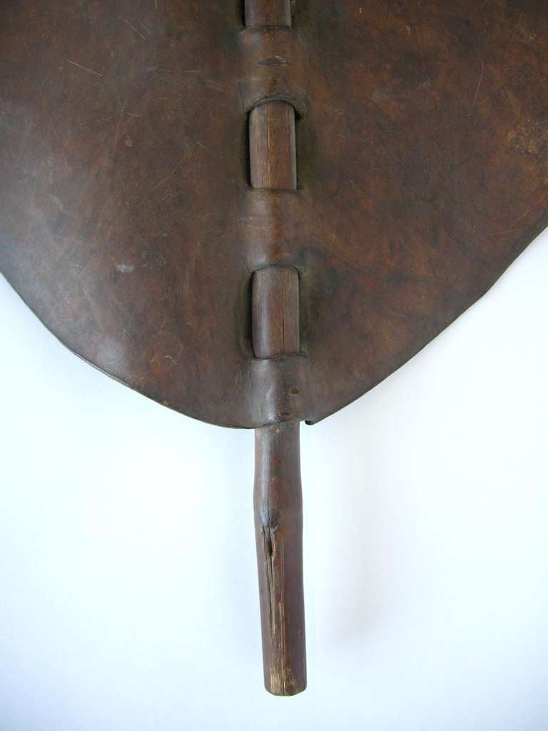 Wood Sculptural Maasai Leather Shield