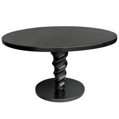Custom Round Corkscrew Center or Dining Table with Ebony Finish 8