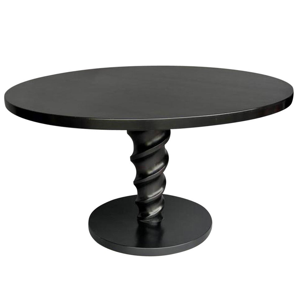 Table centrale/table de salle à manger ronde personnalisée en ébène par Dos Gallos Studio