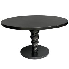 Custom Round Corkscrew Center/Dining Table with Ebony by Dos Gallos Studio
