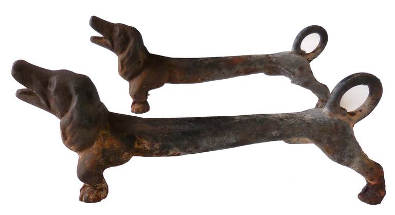 American Vintage Iron Dachshund Andirons