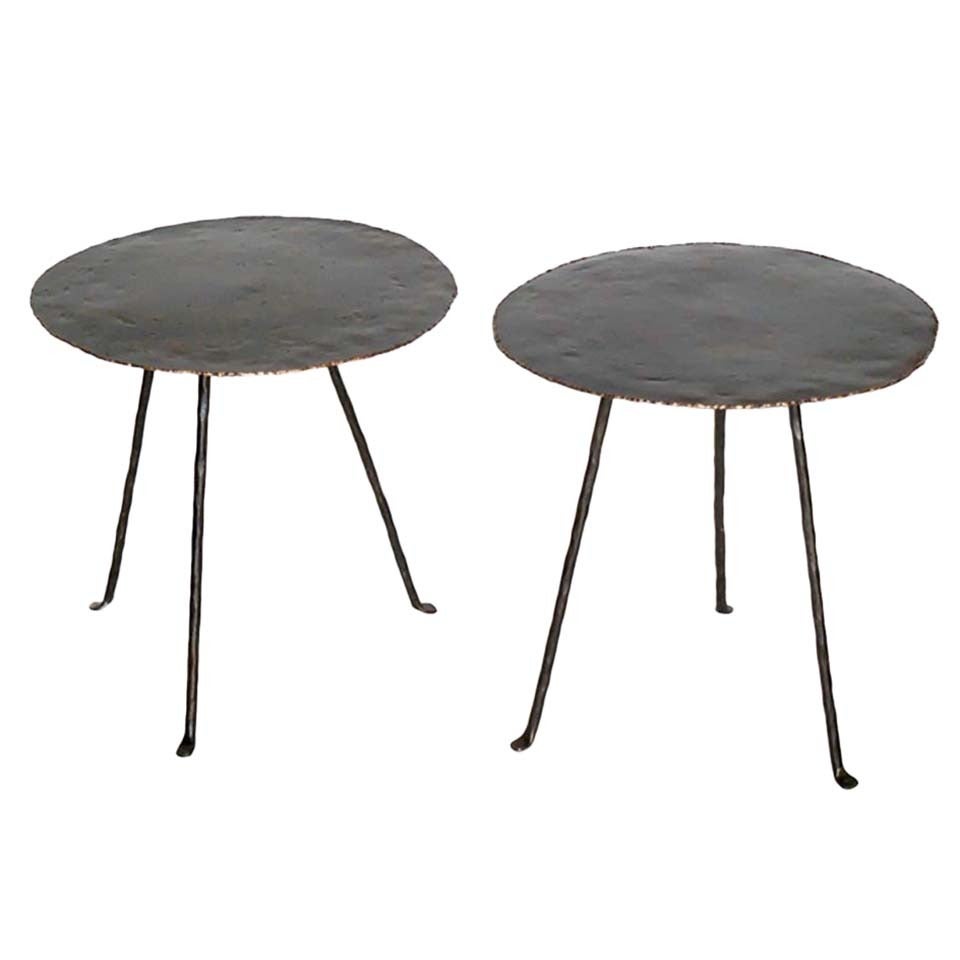 Dos Gallos Custom Round Tripod Side Tables For Sale