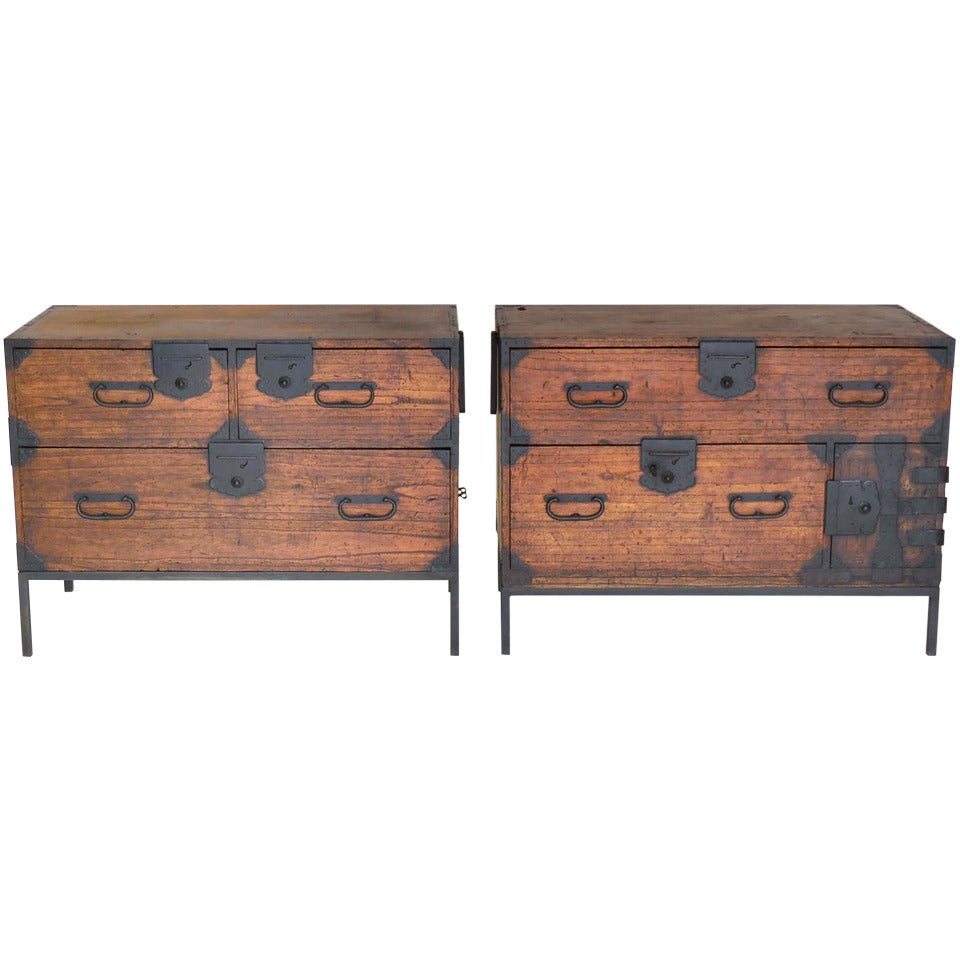 Pair of 19th c. Tansu Nightstands