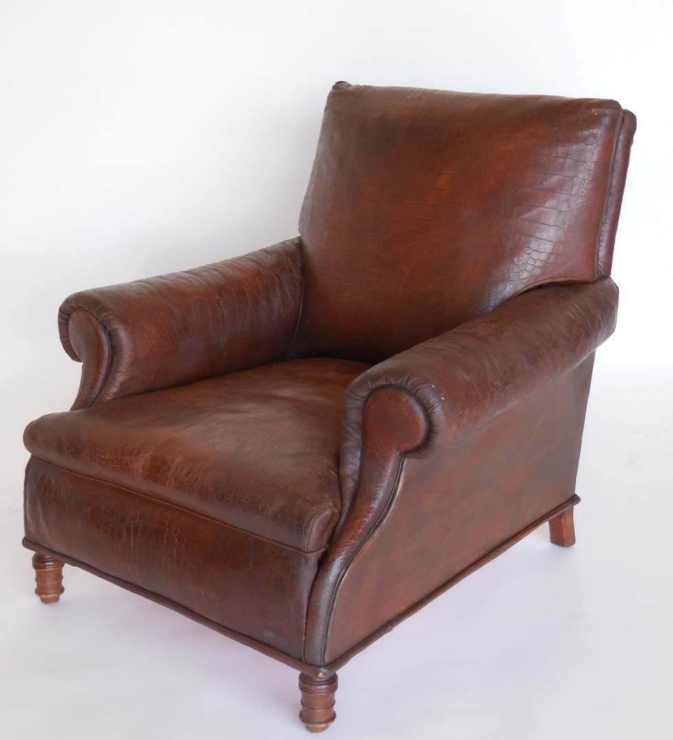 French Leather Club Chair In Good Condition In Los Angeles, CA