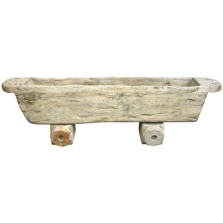 Antique 19th Century Large Wooden Carved Trough For Sale at 1stdibs