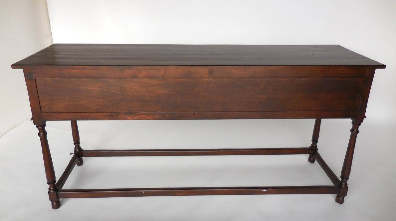 International Style DOS GALLOS Custom Walnut Wood Console with Drawers For Sale