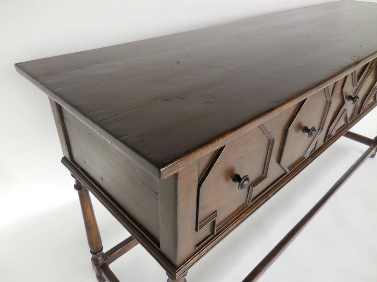 Contemporary DOS GALLOS Custom Walnut Wood Console with Drawers For Sale