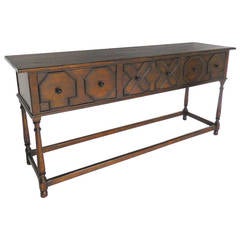 Custom Walnut Wood Console With Drawers 4