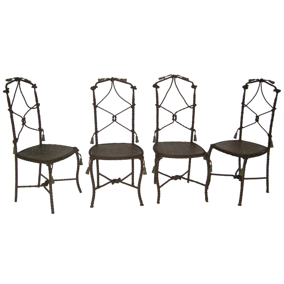 Antique French Cast Iron Garden Cafe Chairs