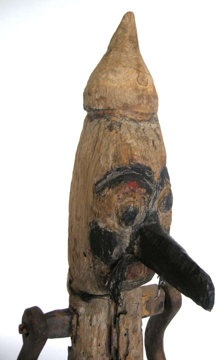 Indonesian Antique Wood Balinese Scarecrow For Sale