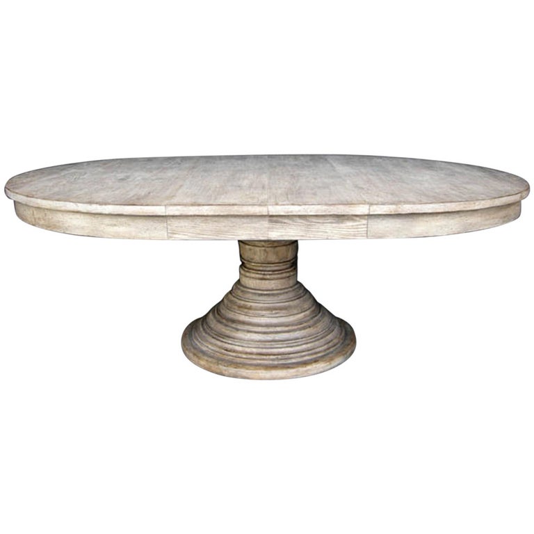 Custom Oak Wood Beehive Pedestal Table with Leaves by Dos Gallos Studio For Sale