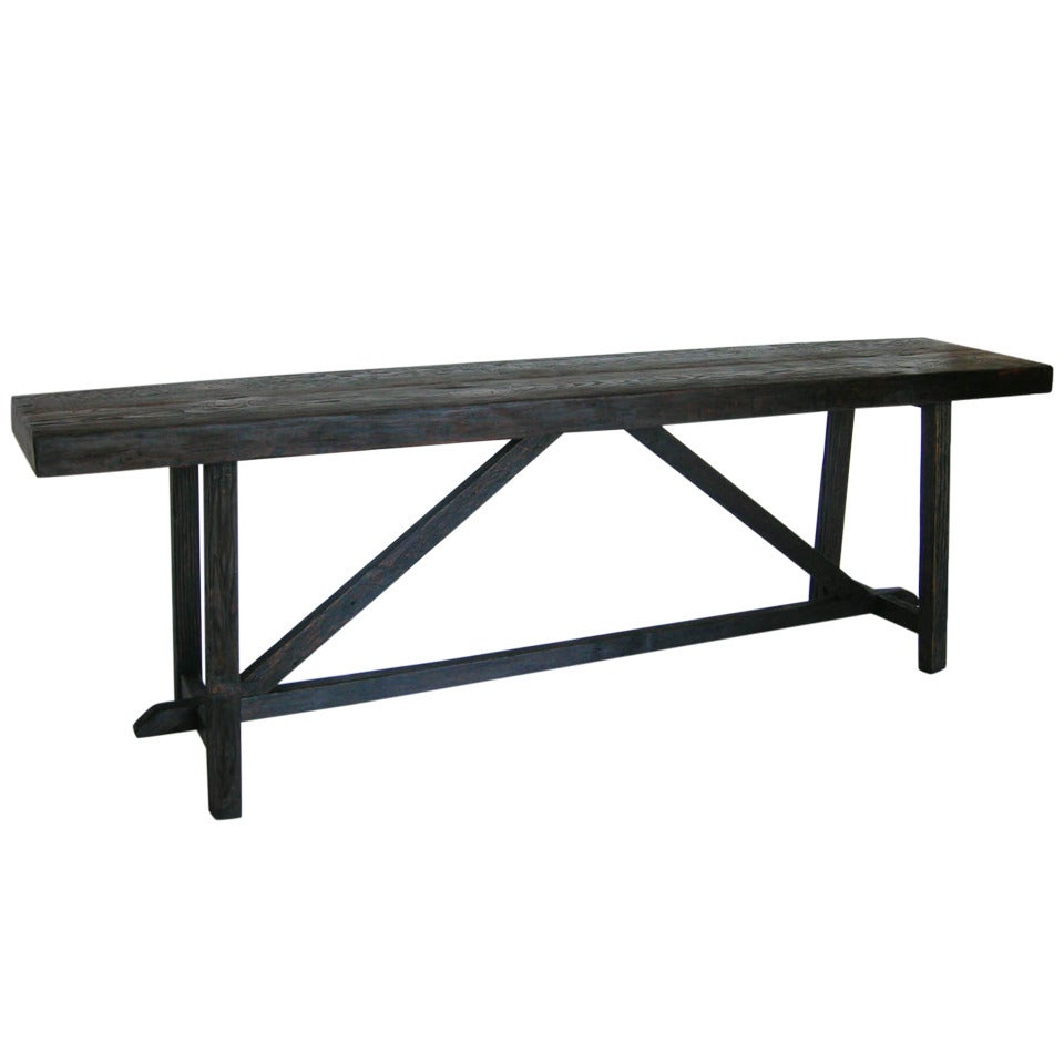 Douglas Fir Wood Console with Upside Down V by Dos Gallos Studio For Sale