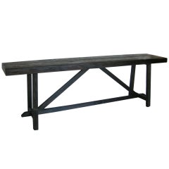 Thick Top Rustic Reclaimed Wood Console with Upside Down V by Dos Gallos Studio