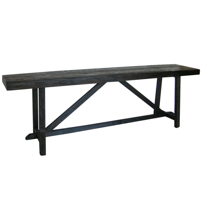 Thick Top Rustic Reclaimed Wood Console, Thick Rustic Wood Console Table