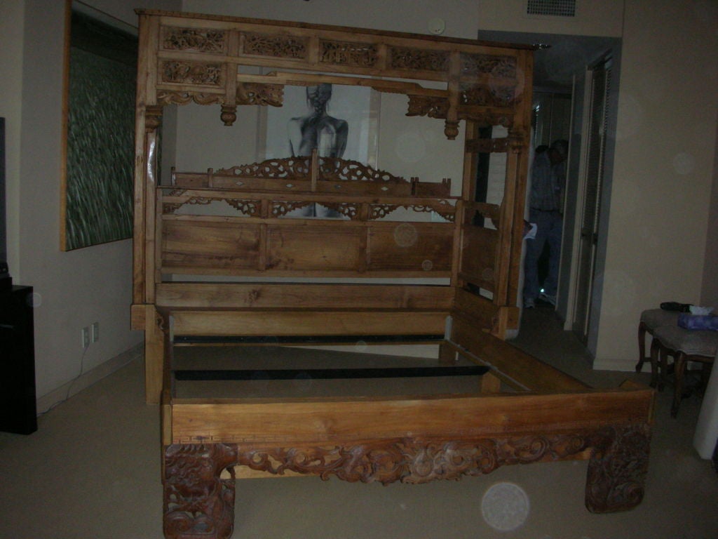 Hand-Carved 19th Century Chinese Opium Bed