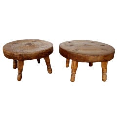 Pair of Tables Made from 18th Century Spanish Wagon Wheels