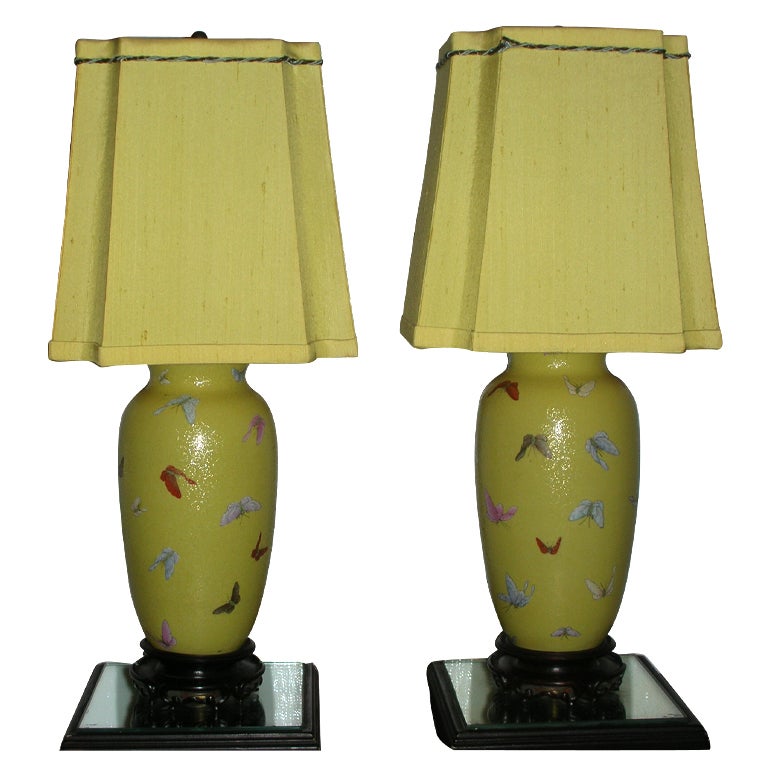 Pair Antique 19th Century Chinese Eggshell Porcelain Lamps For Sale