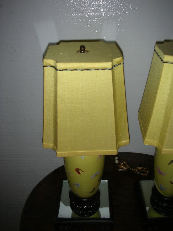 Pair Antique 19th Century Chinese Eggshell Porcelain Lamps For Sale 1