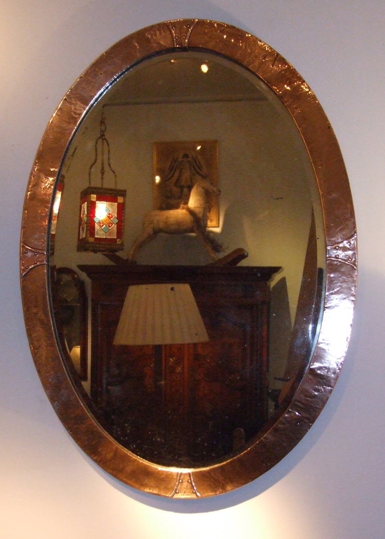oval copper mirror
