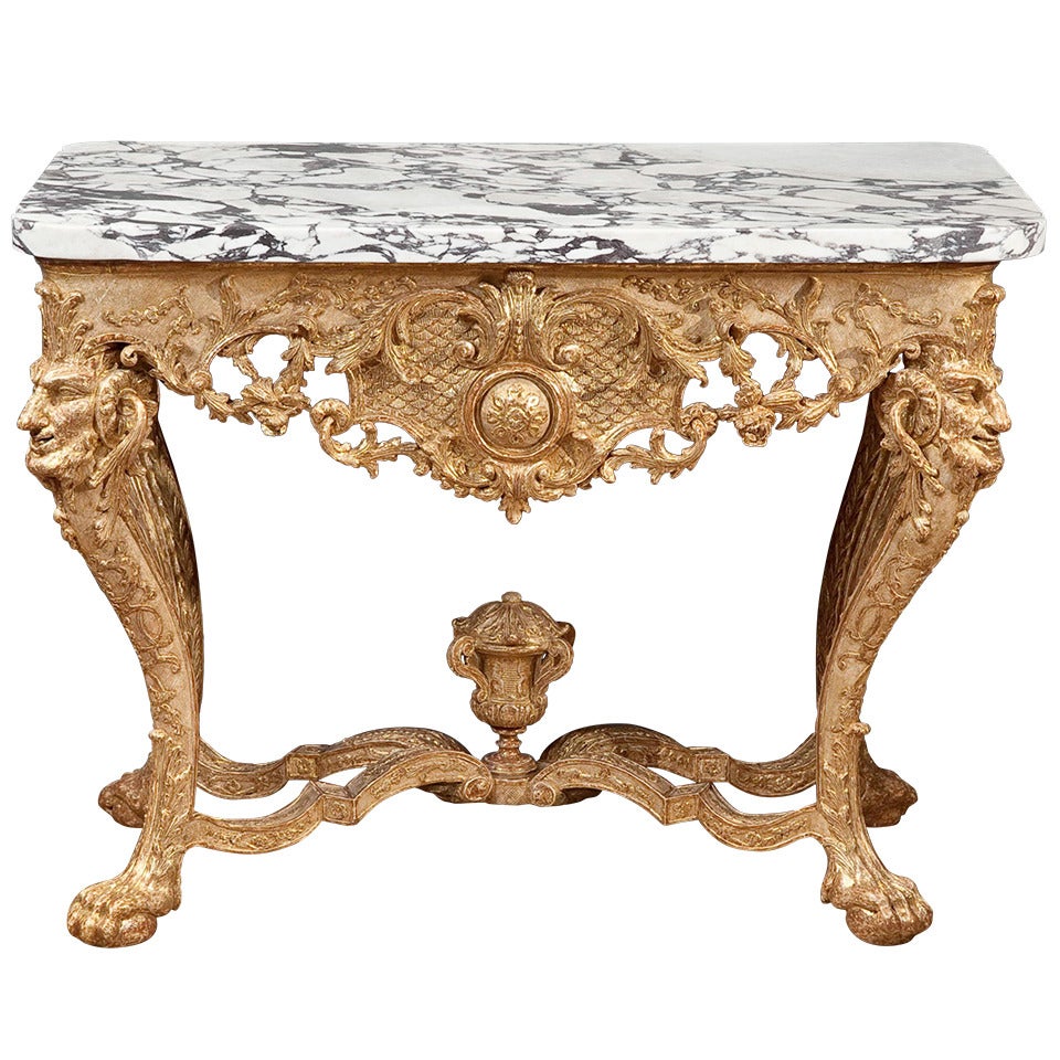 Northern European Baroque Giltwood Console Table For Sale