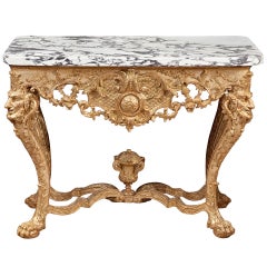 Table console en bois doré baroque d'Europe du Nord