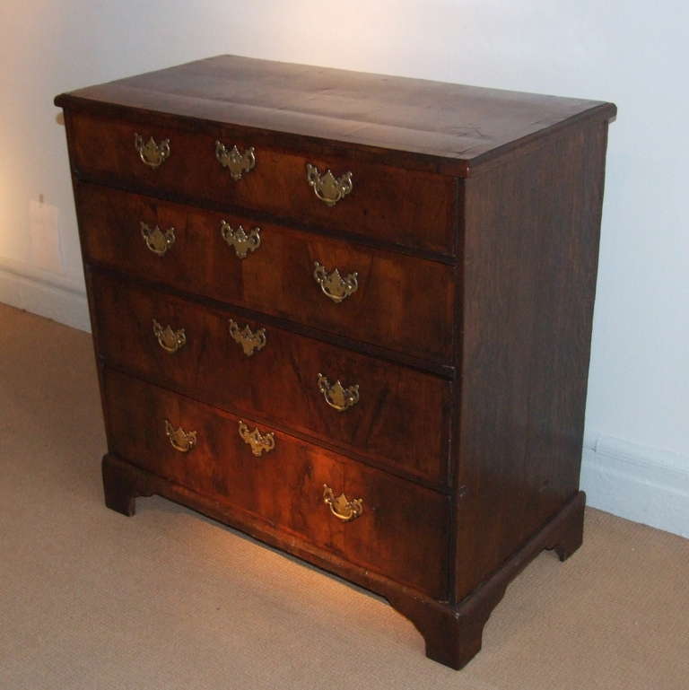 East Anglian Walnut George I Walnut Chest of Drawers In Excellent Condition In Greenwich, CT