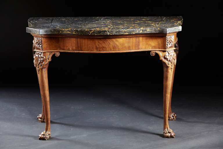 British George II Serpentine Console Table with Original Porto Marble Top