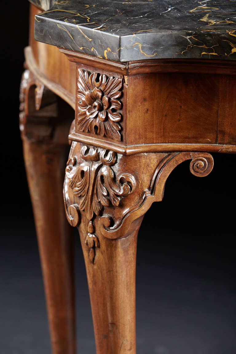 18th Century and Earlier George II Serpentine Console Table with Original Porto Marble Top