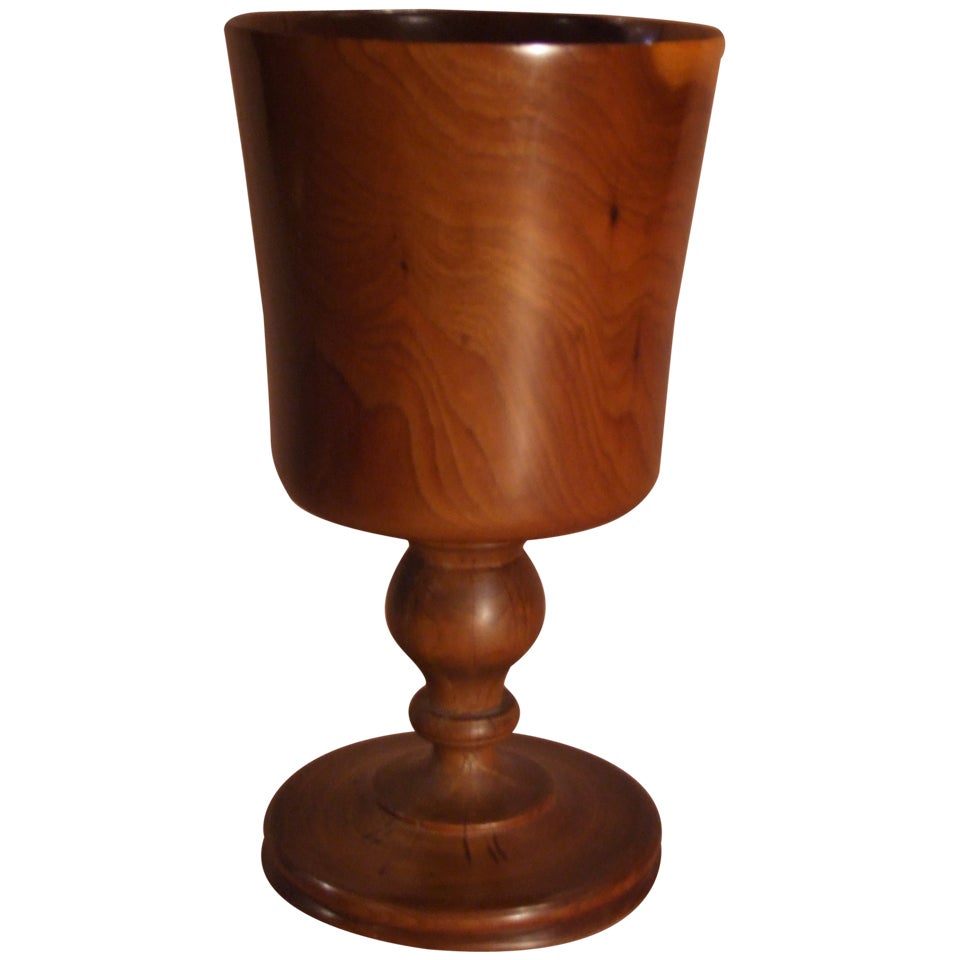 Finely Turned Yew Wood Goblet For Sale