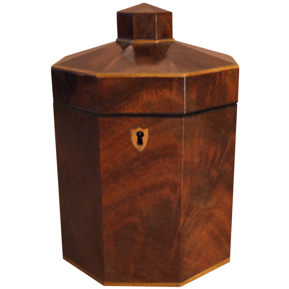 George III Mahogany Octagonal Tea Caddy