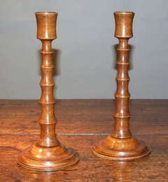Pair of Bamboo Turned Candlesticks